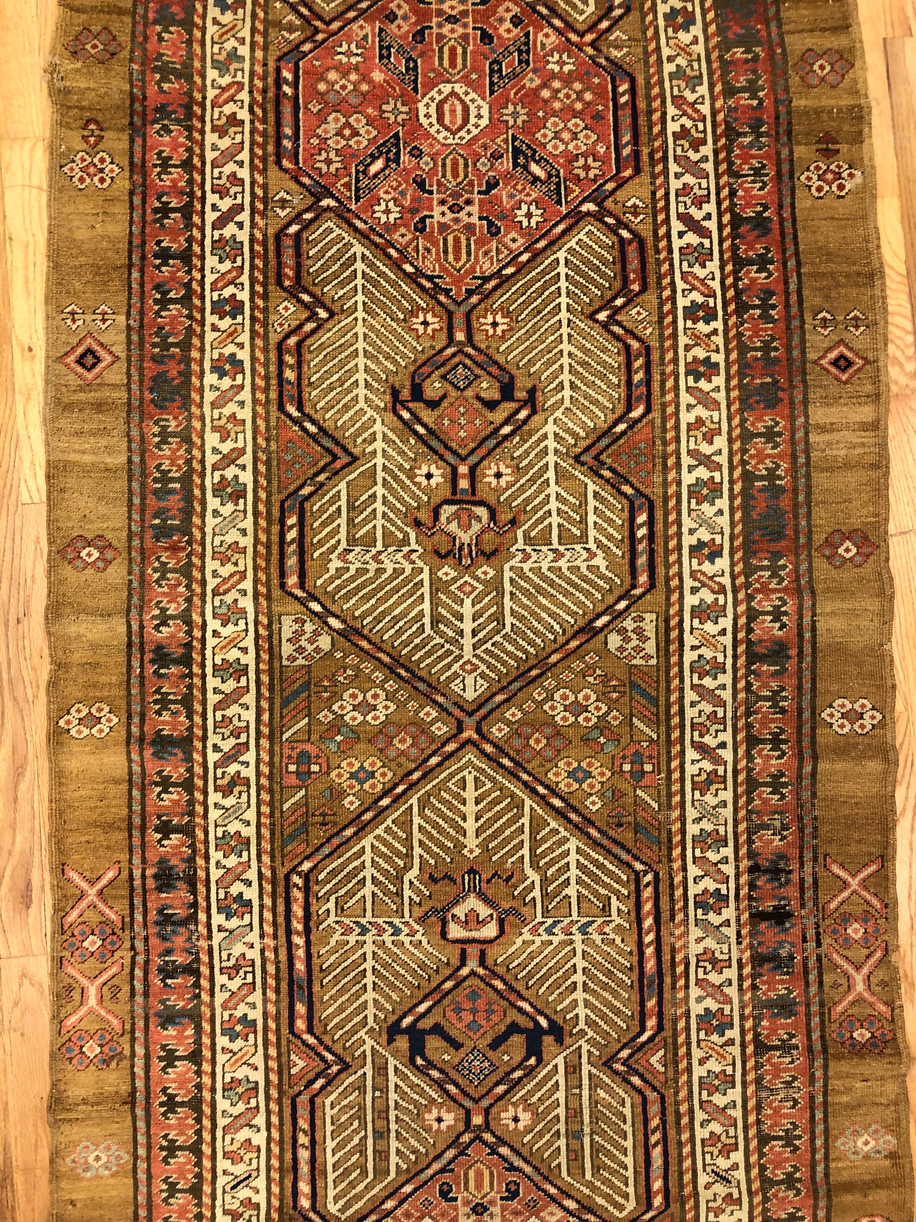 12'4 x 3'4ft Kolyai Runner Handmade Woven Genuine Antique Rug (ca.18 –  JEM5decor