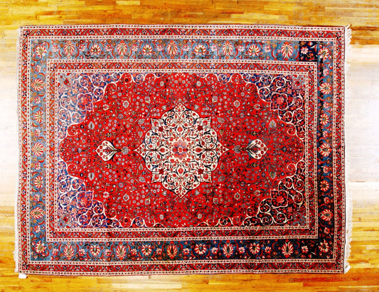 Saman Bakhtiari Area Rug 10 x 13 ft (ca.1850) Handmade