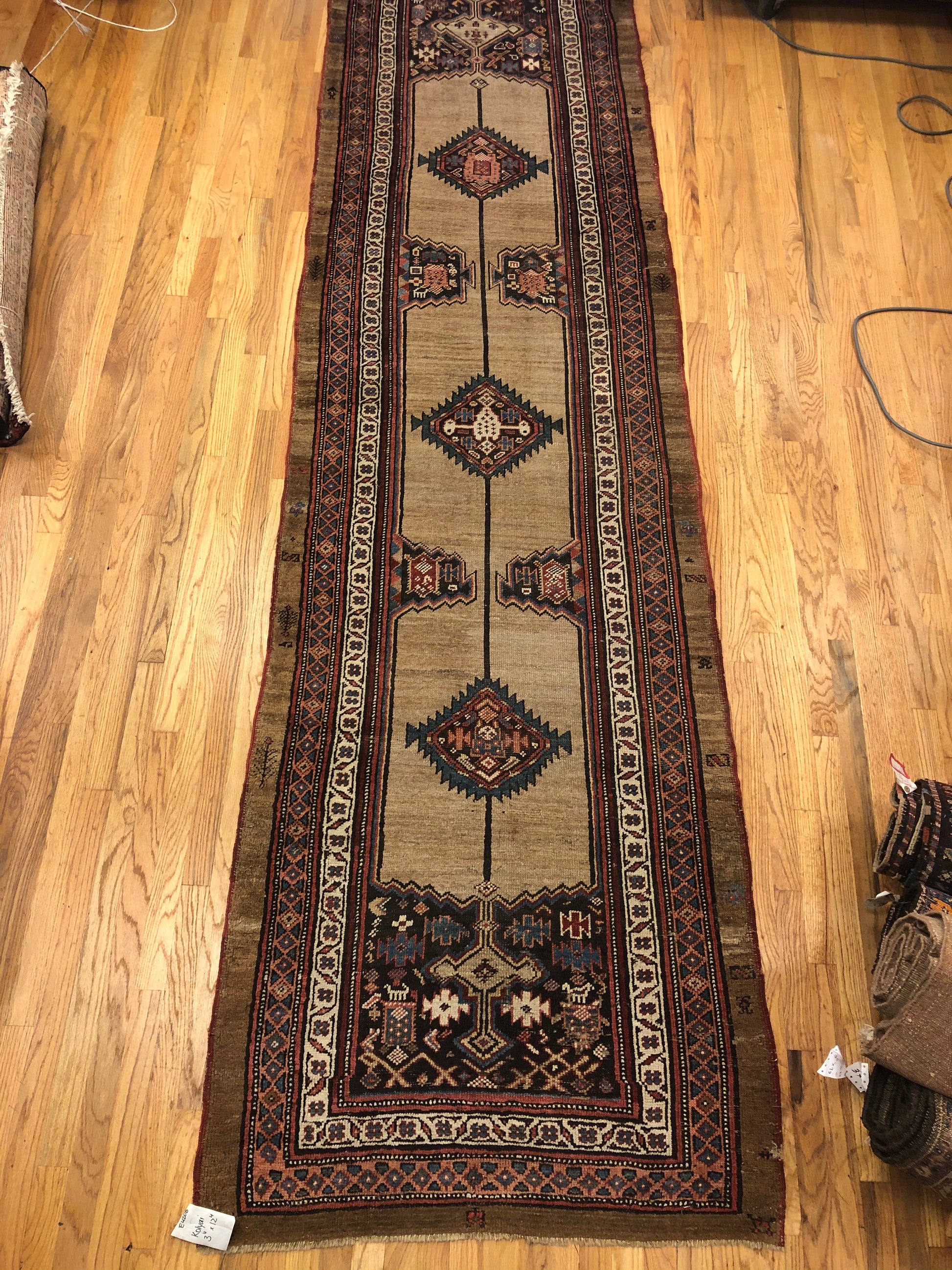 12'4 x 3'4ft Kolyai Runner Handmade Woven Genuine Antique Rug (ca.18 –  JEM5decor