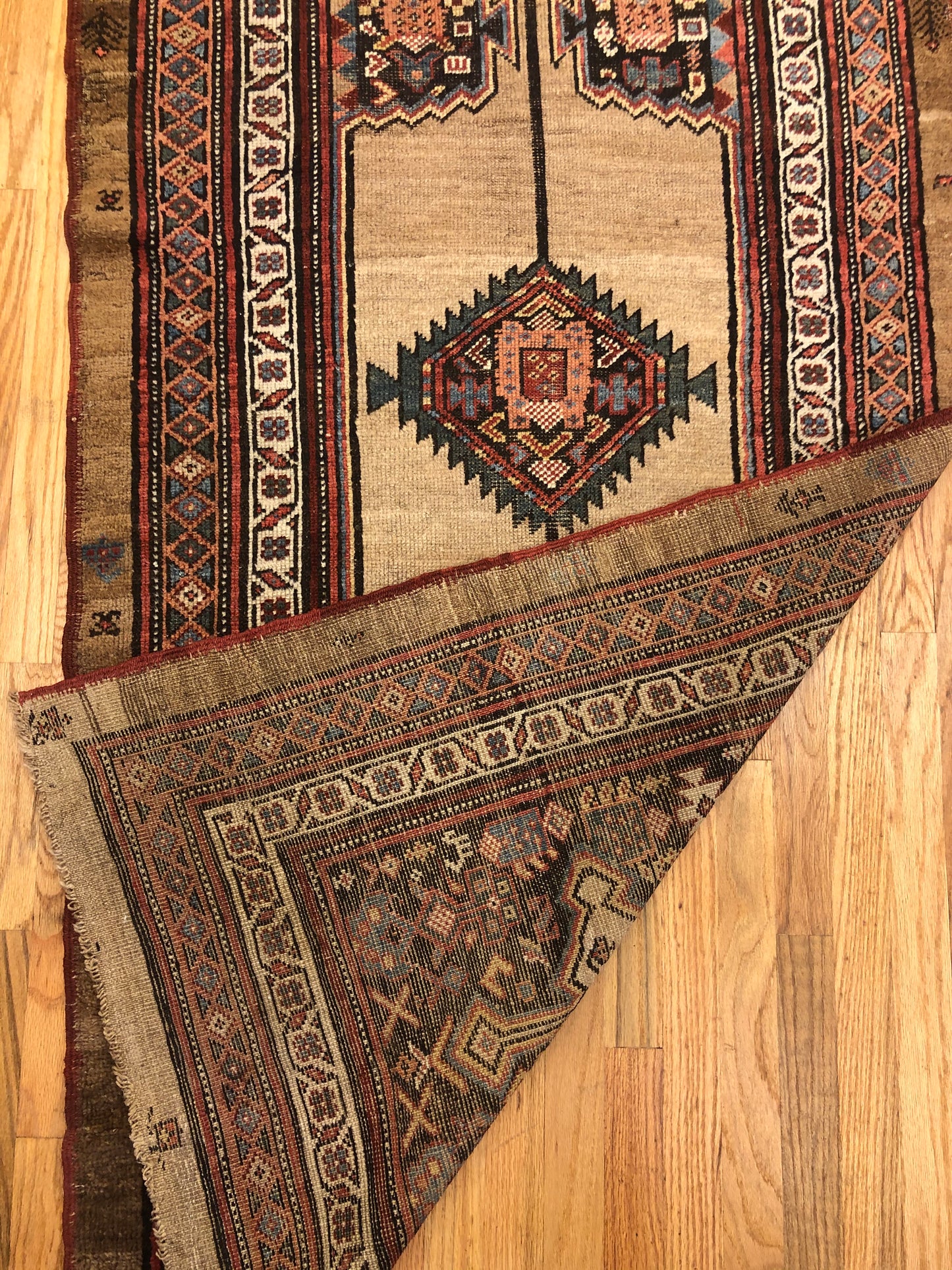 12'4" x 3'4"ft Kolyai Runner Handmade Woven Genuine Antique Rug (ca.1840)