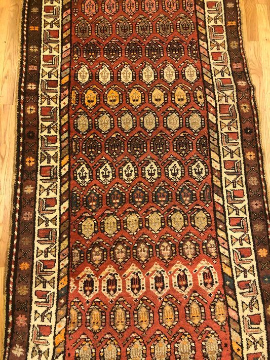 13'3 x 3'7ft Kurd Runner(ca.1880) Handmade Woven Genuine Antique Rug