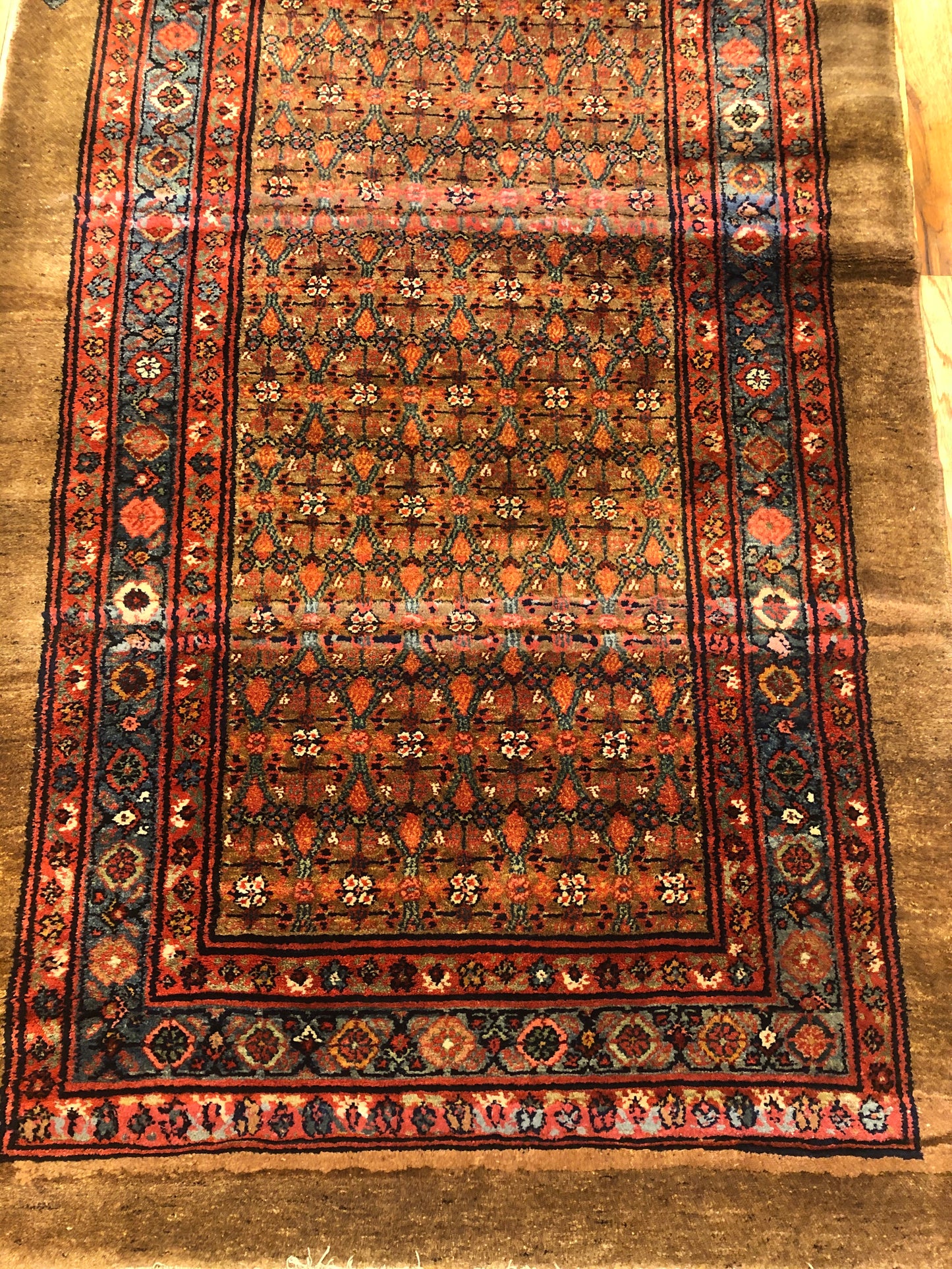 18'5" x 3'6"ft Sarap Camel Hair Runner Handmade Woven Genuine Antique Rug (ca.1840)