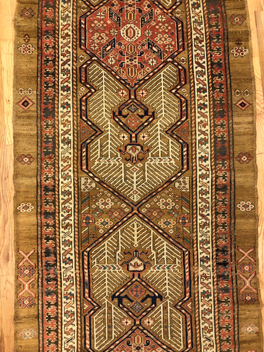 12x3"8ft Sarap Camel Hair Runner(ca.1840) Handmade Woven Genuine Antique Rug