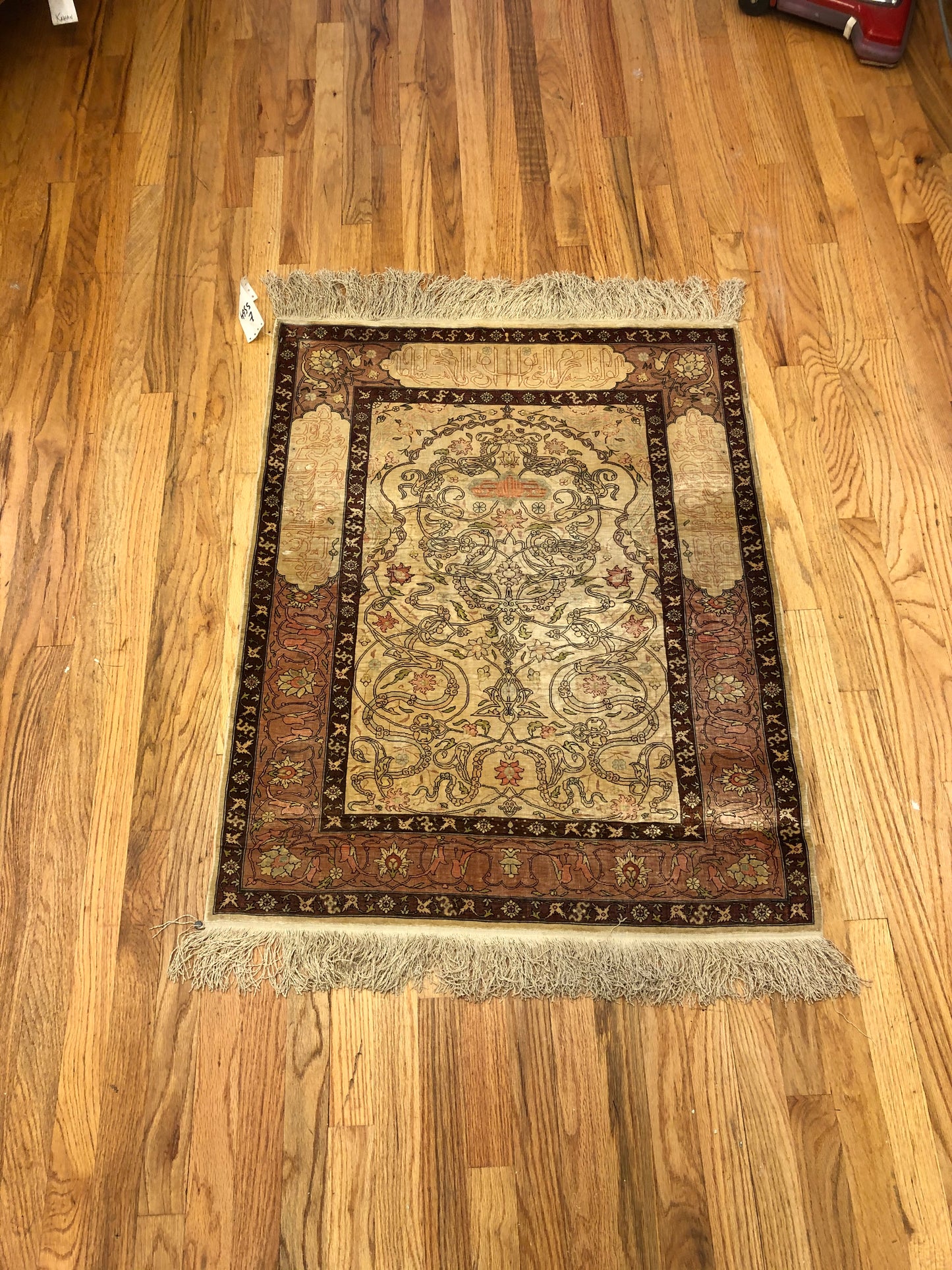 3'5 x 2'10ft Silk RARE (ca.1950) Handmade Woven Genuine Rug