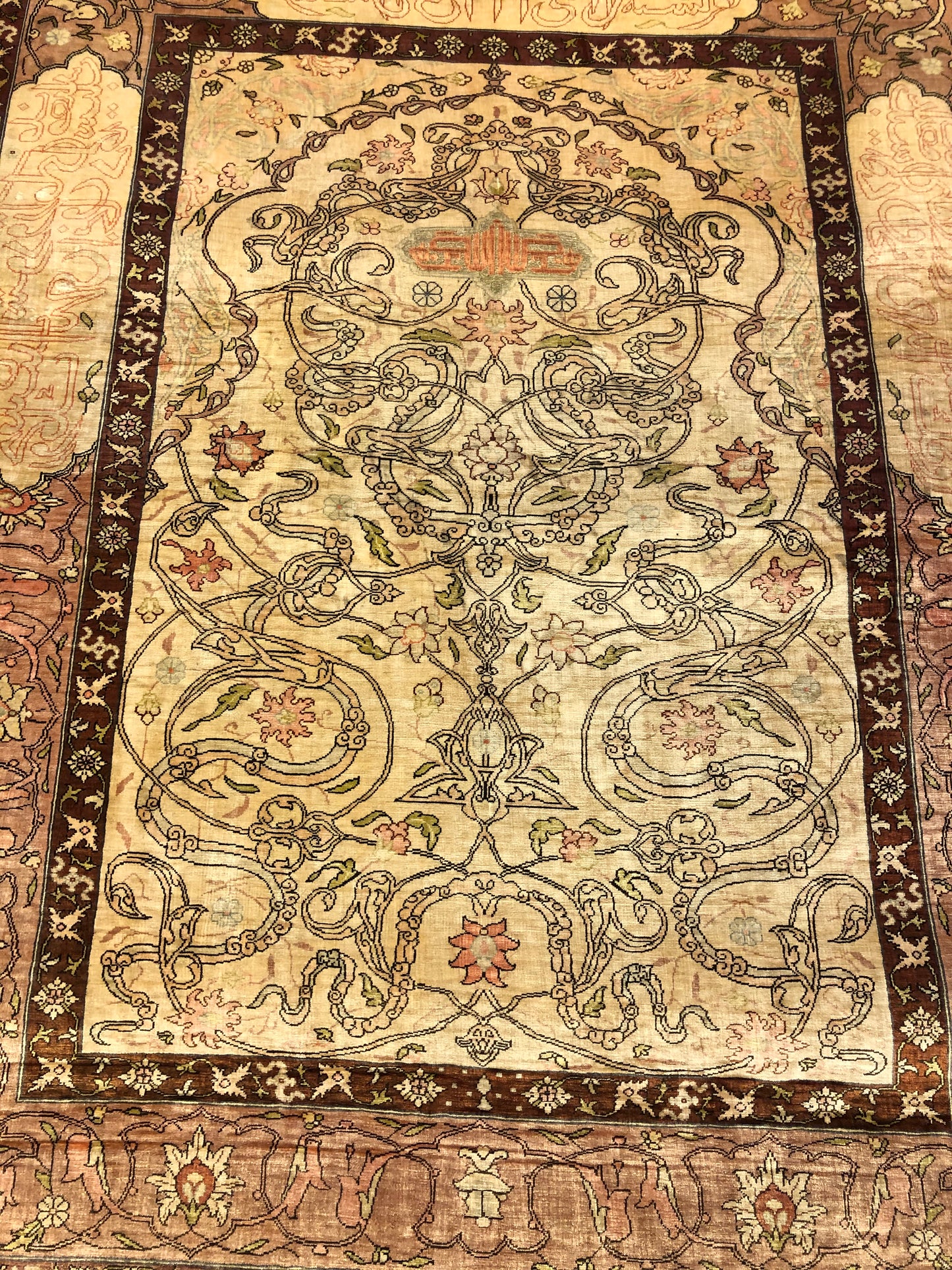 3'5 x 2'10ft Silk RARE (ca.1950) Handmade Woven Genuine Rug