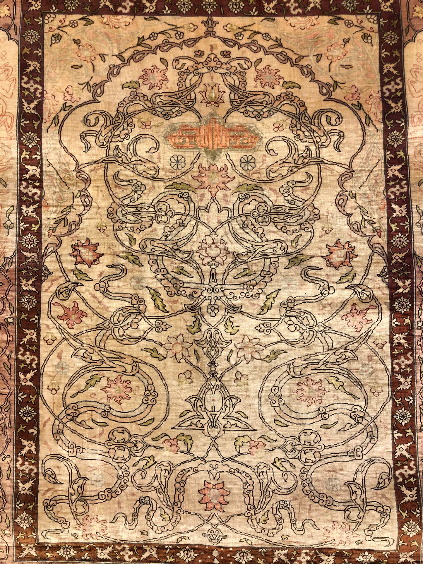 3'5 x 2'10ft Silk RARE (ca.1950) Handmade Woven Genuine Rug