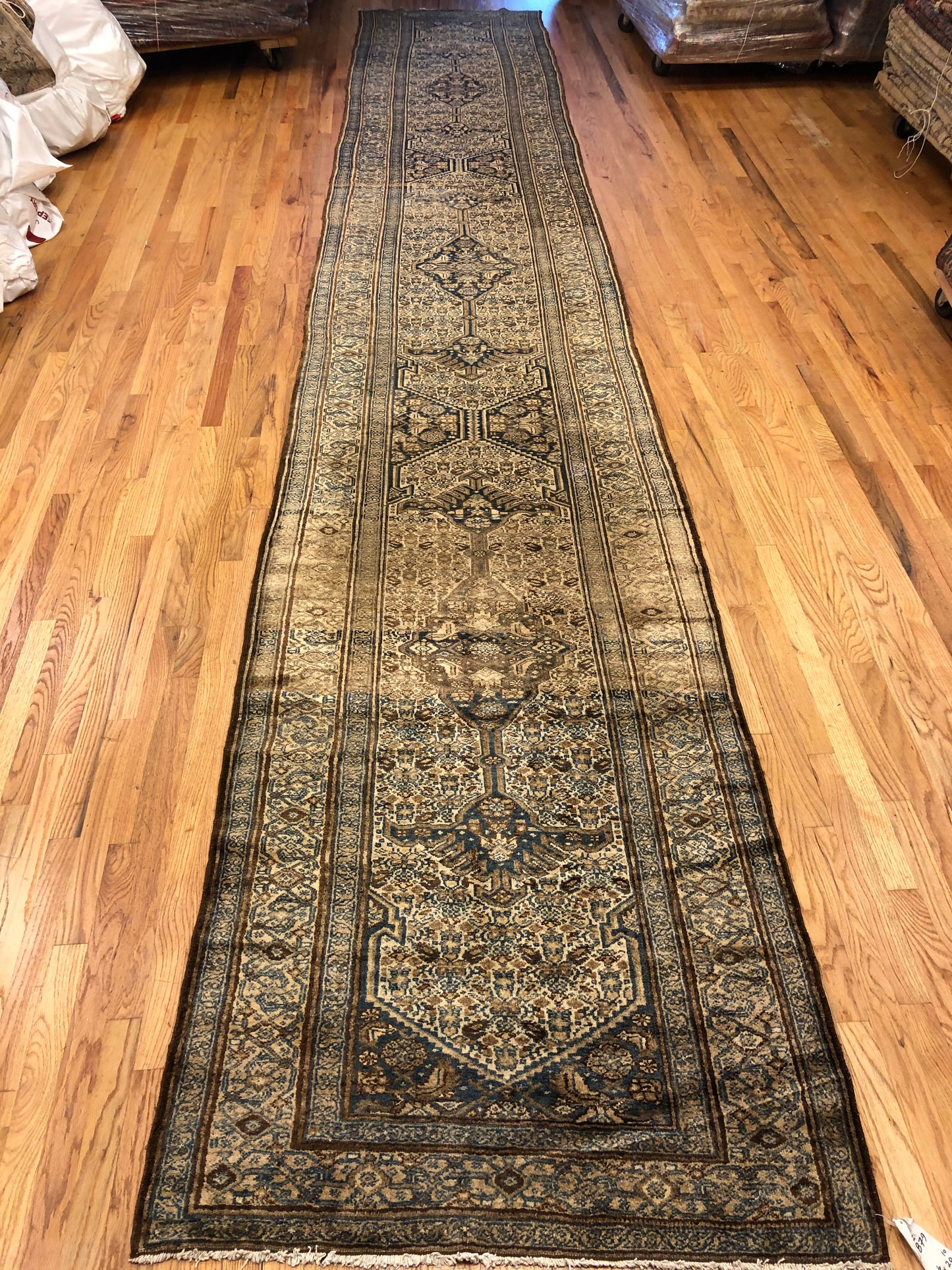 Bibikabad 3'6 x 20'10 - Runner (ca.1850) Handmade