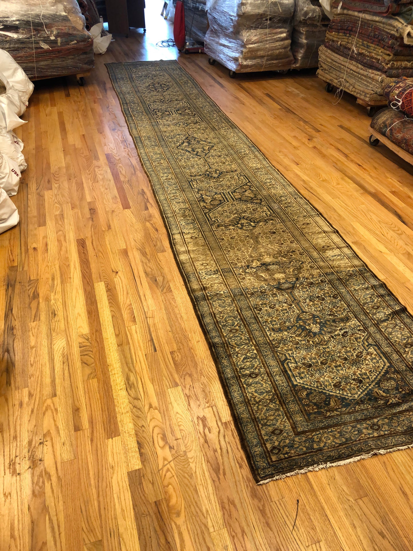 Bibikabad 3'6 x 20'10 - Runner (ca.1850) Handmade