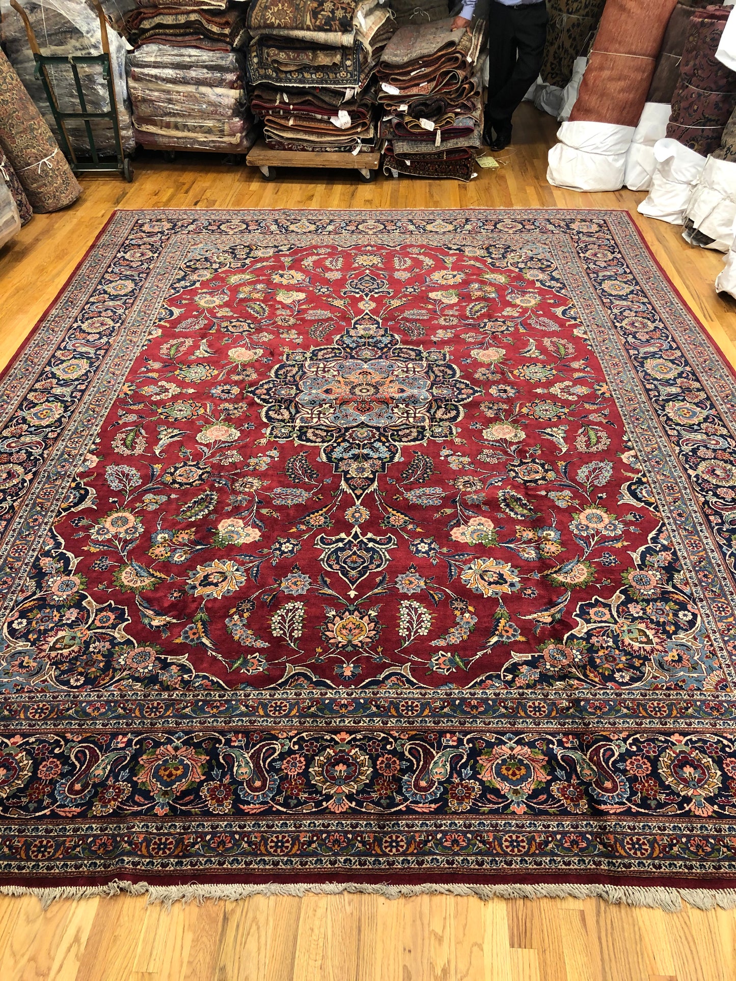 Kashan Area Rug 10.9 x 14 ft (ca.1870) Handmade