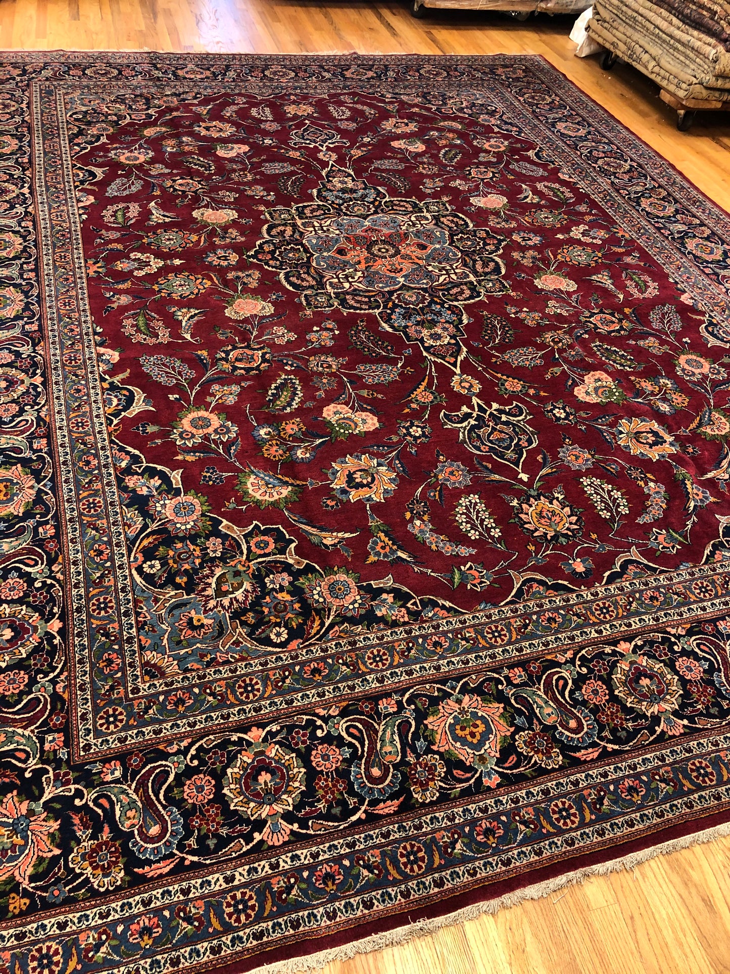 Kashan Area Rug 10.9 x 14 ft (ca.1870) Handmade