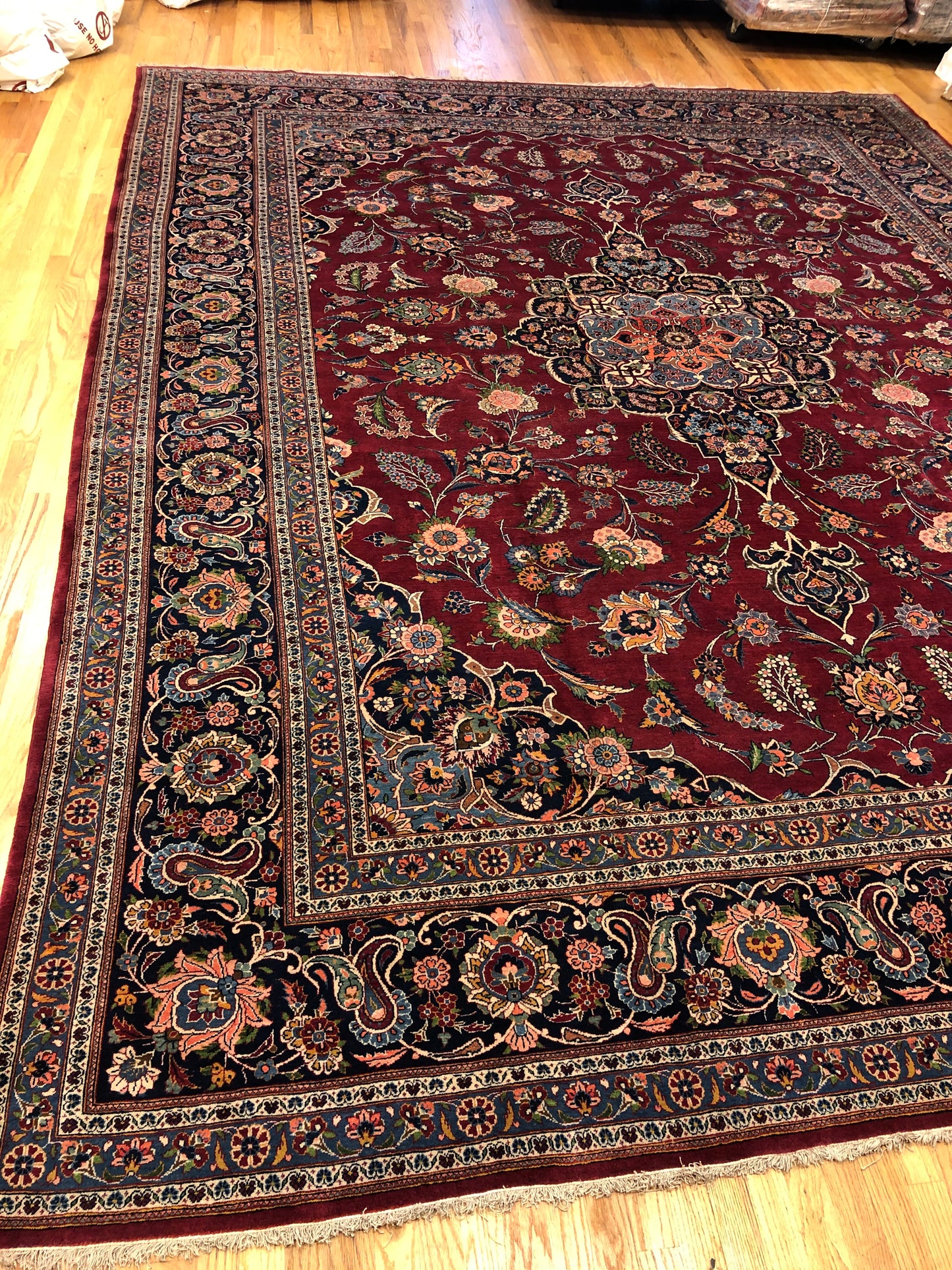 Kashan Area Rug 10.9 x 14 ft (ca.1870) Handmade