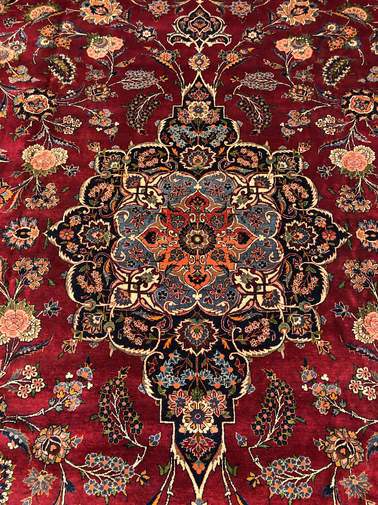 Kashan Area Rug 10.9 x 14 ft (ca.1870) Handmade